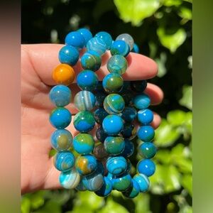 10mm stretchable blue‎ Botswana agate bracelet